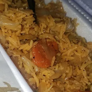 Seasoned cabbage &amp; house made Basmatti rice