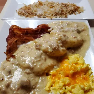 Super buttery biscuits and excellent gravy
