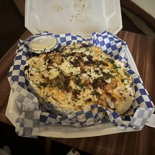 This potato is huge!! The chicken has somewhat of a smoky taste to it and the shrimp tasted great!!