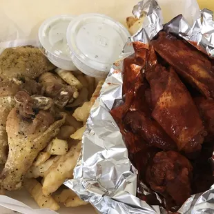 Lemmon pepper and fiery hot wings