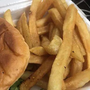 And these fries are OLD AND DISGUSTING!!! How can I support black business when this is the business we get!!! STOP HALF DOING STUFF!!