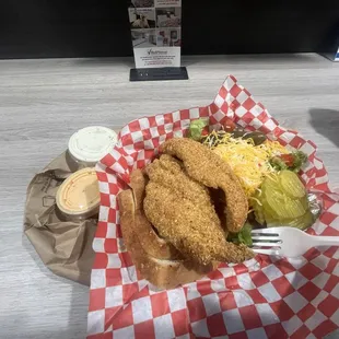 2 Piece Catfish with a side salad