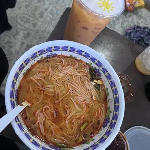 Pho with chicken and chili