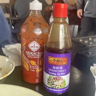 Hoisin sauce and sriracha! If you make a to go order make sure to ask for some!