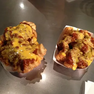 Chili cheese fries and tots