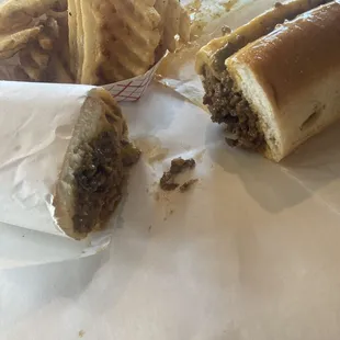 11" chew steak and fries