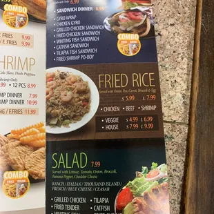 a menu for fried rice