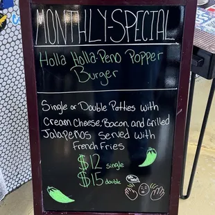 Monthly special board.