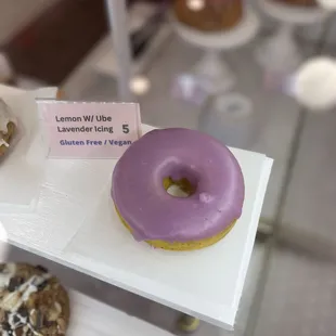 Lemon donut with ube lavender icing