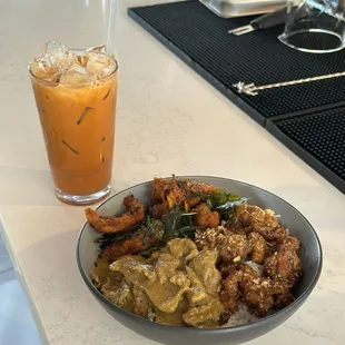 Phaya Chicken (GF) (), Steak Curry (GF) (), Prik King Catfish (GF) ()