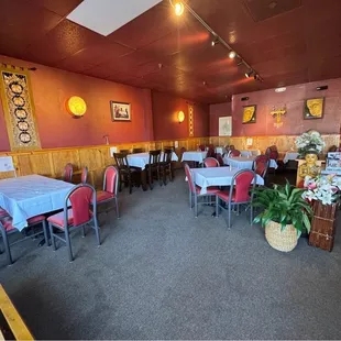 tables and chairs in a restaurant