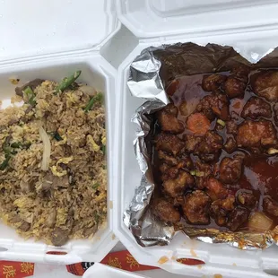 Thai Spicy Basil Fried Rice and Crispy Chicken