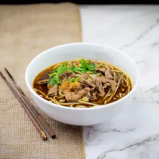 Beef Noodle Soup bean sprout beef cilantro rice noodle green onion