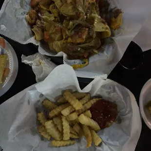 Beef Nachos and fries