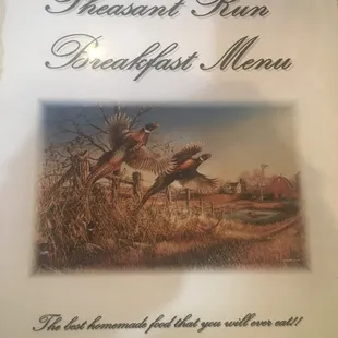 Breakfast menu