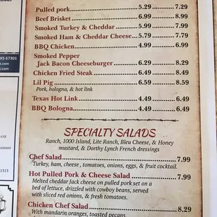 the menu