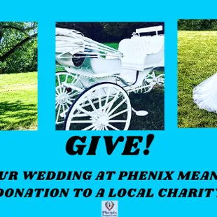 Donation to local charity every wedding reservation.