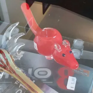 When your old buddy opens a glass and gift shop and has a little glass rat piece!