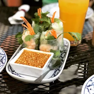 Shrimp Spring Rolls with peanut sauce