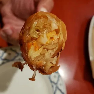 Interior of veggie egg roll ($7). Tasty but oily.