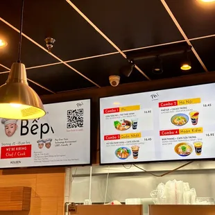 a menu on the wall