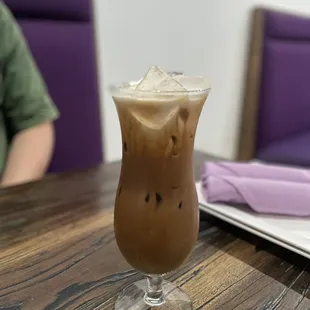 a glass of iced coffee