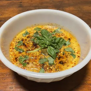 Shrimp Red Curry &quot;Thai Hot.&quot; I go it to go and added some black pepper and my fresh basil.