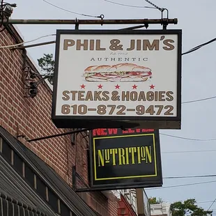 sign for steaks and hoagies