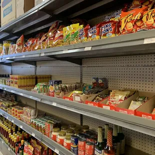shelves of various foods