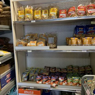 shelves of various foods