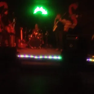 the band playing on stage