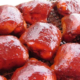 a close up of a basket of chicken