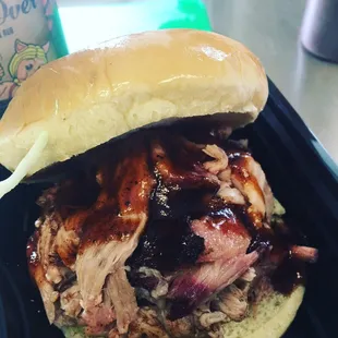 Apple Smoked Hand pulled pork Sammitch!