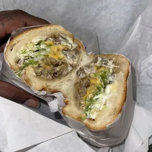 Cheese Steak Hoagie, no tomato, and extra mayonnaise