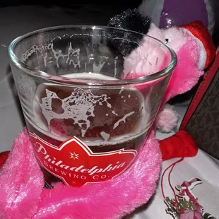 Drink- Harvest from the Hood with an accompanying holiday flamingo.