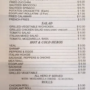 Menu back