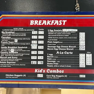 breakfast menu