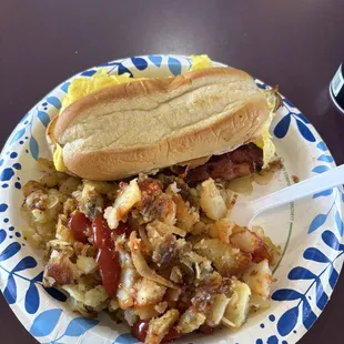 Jumbo Breakfast Sandwich with potatoes
