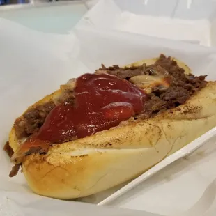 Cheesesteak with onions and mushrooms