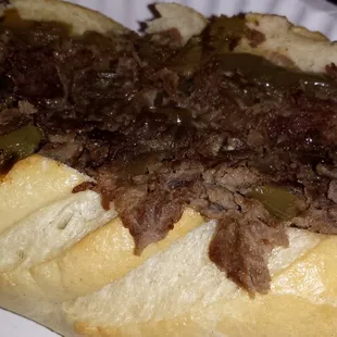 Philly cheese steak with grilled peppers