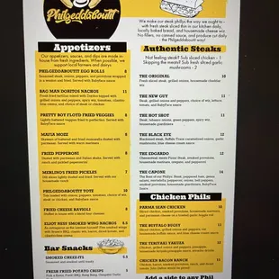 a menu for a restaurant