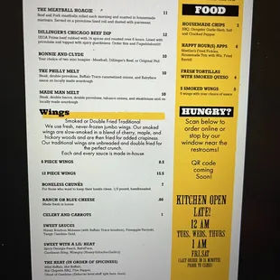 a menu for a restaurant