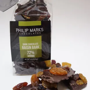 72% Dark Chocolate with medley of jumbo raisins