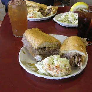 A double-dipped beef sandwich at Philippe's