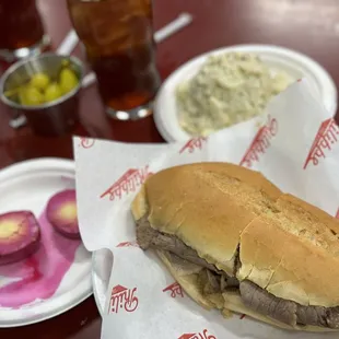 Beef Dip, Potato Salad, Pickled Egg