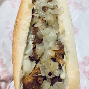 Sausage with Cheese and fried onions