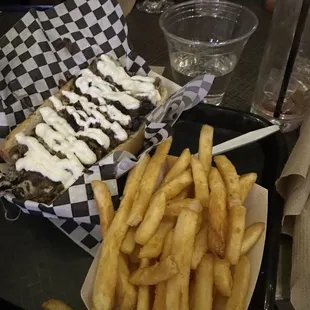 Hello Portobello Sandwich and French Fries