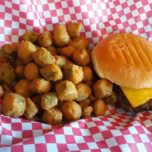 Cheeseburger and Fried Okra