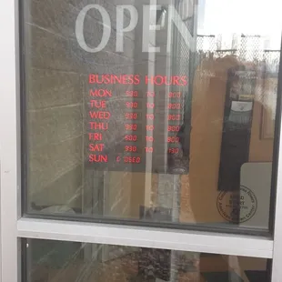 Hours for fall