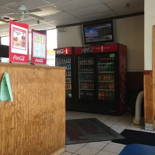 a view of the inside of a restaurant